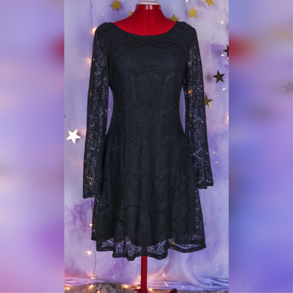 Black Witch lace long sleeved dress